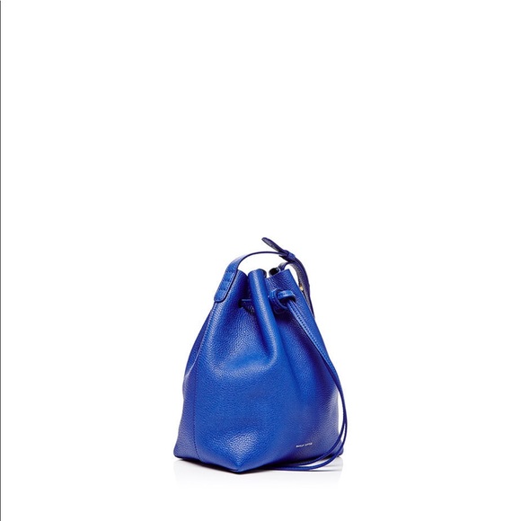 Mansur Gavriel Mini Tumble Leather Bucket Bag in Royal Blie - Picture 3 of 8